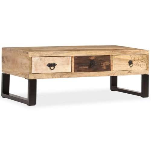 Stolić za kavu s 3 ladice od masivnog drva manga 90 x 50 x 35 cm - Smeđa 1 Cijena