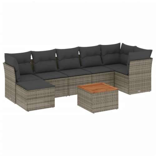 Vrtna garnitura - 8-dijelni set vrtnih sofa od poliratana s jastucima sivi - Siva 3x kutna + stol + 3x srednja 1 Cijena