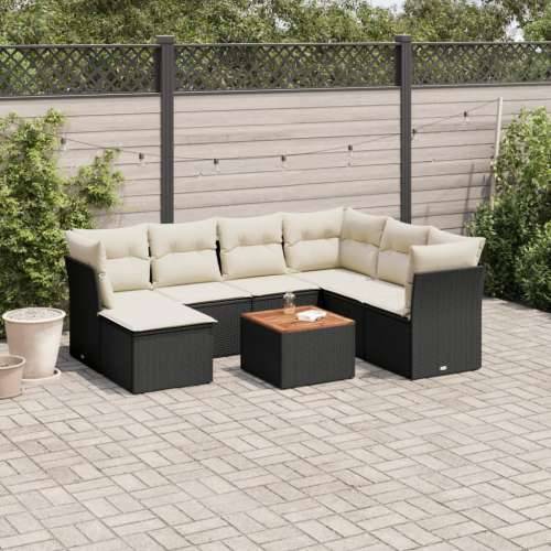 Vrtna garnitura - 8-dijelni set vrtnih sofa od poliratana s jastucima crni - Crna i krem 3x srednja + stol + 3x kutna 1 Cijena