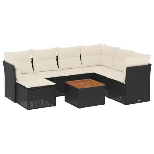 Vrtna garnitura - 8-dijelni set vrtnih sofa od poliratana s jastucima crni - Crna i krem 3x srednja + stol + 3x kutna 1 Cijena