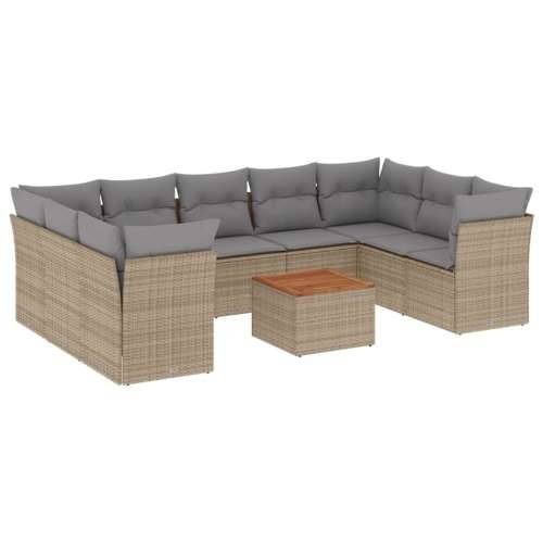 Vrtna garnitura - 10-dijelni set vrtnih sofa s jastucima bež od poliratana - bež i siva stol + 4x kutna + 5x srednja 1 Cijena