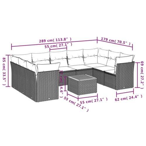 Vrtna garnitura - 10-dijelni set vrtnih sofa s jastucima bež od poliratana - bež i siva stol + 4x kutna + 5x srednja 1 Cijena