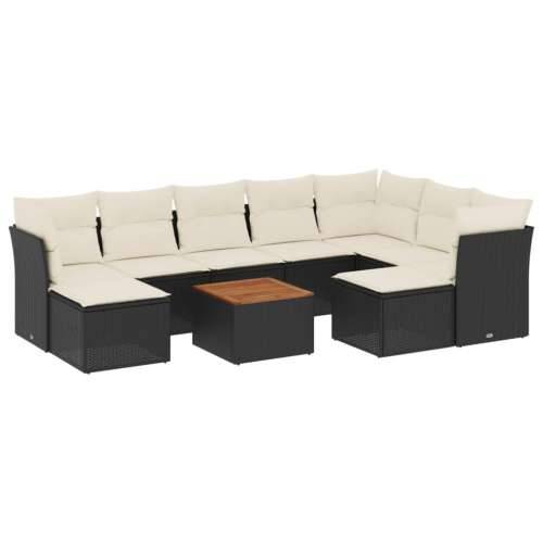 Vrtna garnitura - 10-dijelni set vrtnih sofa s jastucima crni od poliratana - Crna i krem 1 Cijena