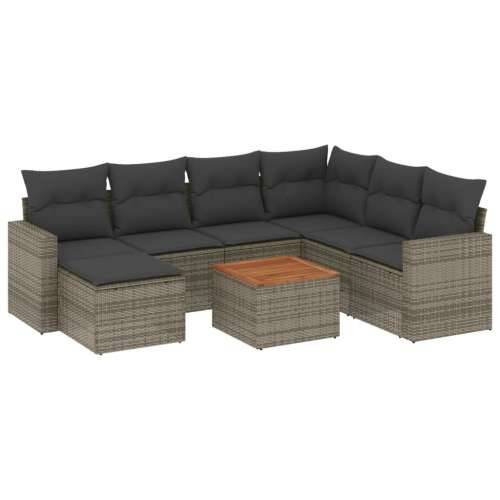Vrtna garnitura - 8-dijelni set vrtnih sofa od poliratana s jastucima sivi - Siva 1 kutna + stol + 3x srednja Cijena