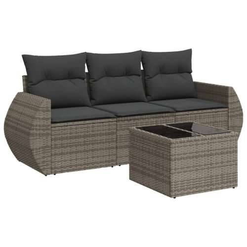 Vrtna garnitura - 4-dijelni set vrtnih sofa od poliratana s jastucima sivi - Siva Sa stolom 1 Cijena
