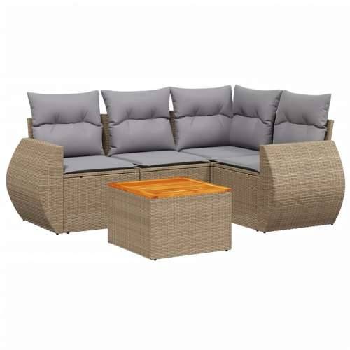 5-dijelni vrtni set sofa s jastucima bež od poliratana - bež i siva 1 Cijena