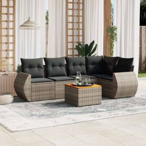 Vrtna garnitura - 6-dijelni set vrtnih sofa od poliratana s jastucima sivi - Siva stol + kutna + 2x srednja 1 Cijena