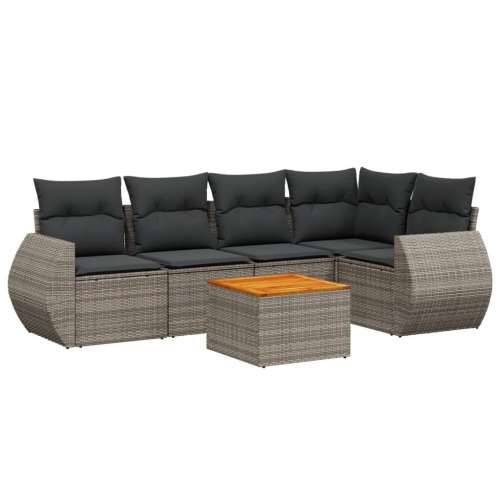 Vrtna garnitura - 6-dijelni set vrtnih sofa od poliratana s jastucima sivi - Siva stol + kutna + 2x srednja 1 Cijena