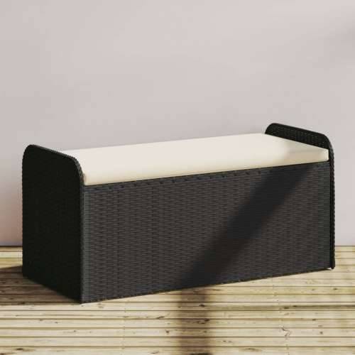 Klupa za pohranu s jastukom crna 115 x 51 x 52 cm od poliratana - Crna 115 x 51 x 52 cm 1 Cijena