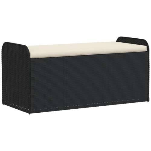 Klupa za pohranu s jastukom crna 115 x 51 x 52 cm od poliratana - Crna 115 x 51 x 52 cm 1 Cijena