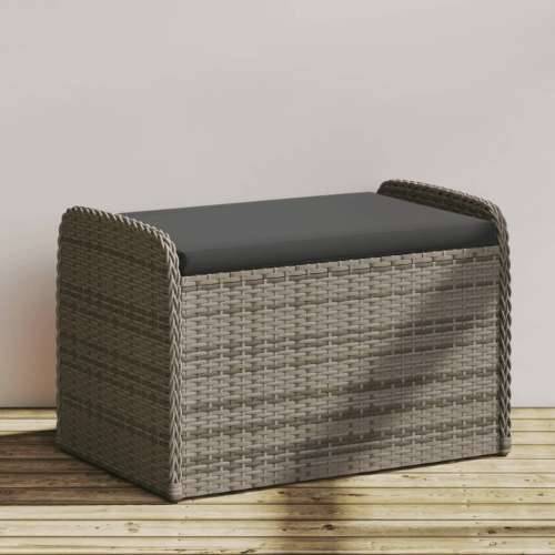 Klupa za pohranu s jastukom siva 80 x 51 x 52 cm od poliratana - Siva 80 x 51 x 52 cm 1 Cijena