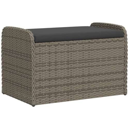 Klupa za pohranu s jastukom siva 80 x 51 x 52 cm od poliratana - Siva 80 x 51 x 52 cm 1 Cijena