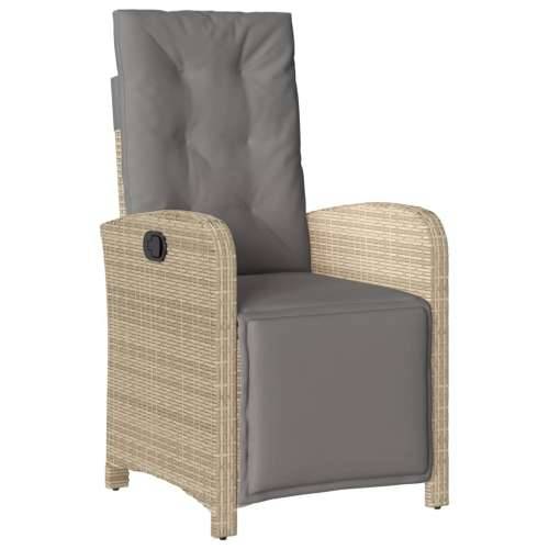 3-dijelni bistro set s jastucima bež od poliratana - Dužina stola 80 cm Oštra noga 2 Cijena