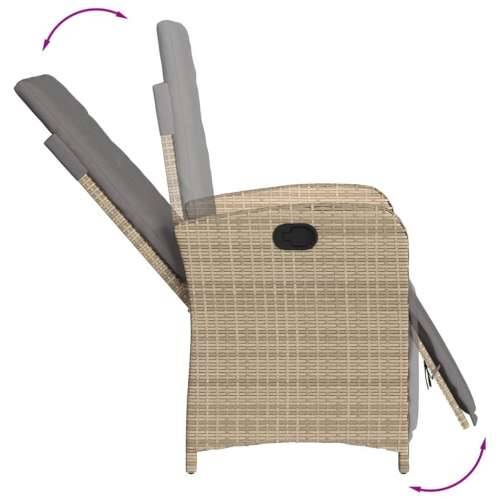 3-dijelni bistro set s jastucima bež od poliratana - Dužina stola 80 cm Oštra noga 2 Cijena