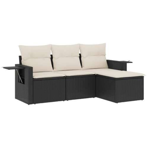 Vrtna garnitura - 4-dijelni set vrtnih sofa od poliratana s jastucima crni - Crna i krem Bez stola 1 Cijena