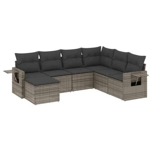 Vrtna garnitura - 7-dijelni set vrtnih sofa sivi od poliratana - Siva Sa stolom 1 Cijena