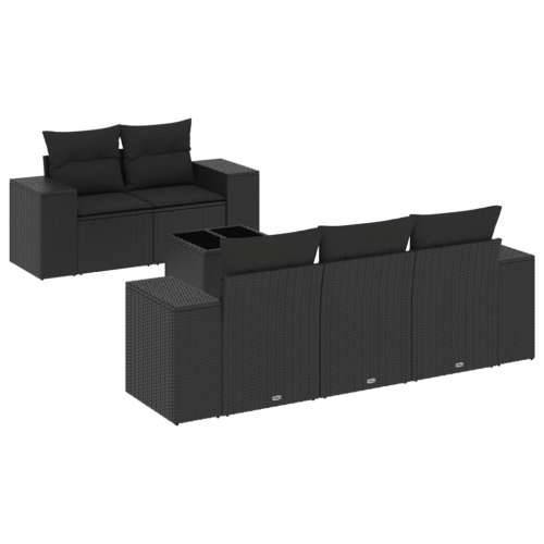 Vrtna garnitura - 6-dijelni set vrtnih sofa s jastucima crni od poliratana - Crna 1 Cijena