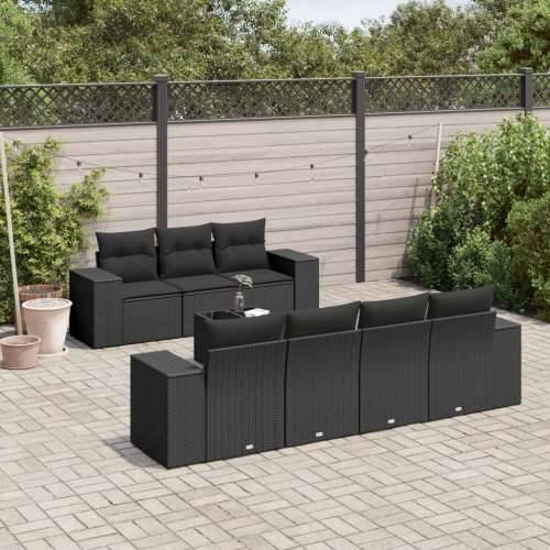 Vrtna garnitura - 8-dijelni set vrtnih sofa od poliratana s jastucima crni - Crna 1 Cijena