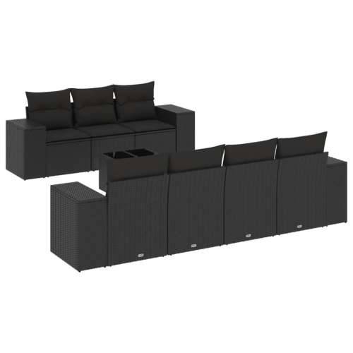 Vrtna garnitura - 8-dijelni set vrtnih sofa od poliratana s jastucima crni - Crna 1 Cijena