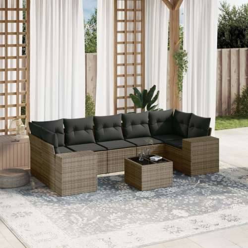 Vrtna garnitura - 8-dijelni set vrtnih sofa od poliratana s jastucima sivi - Siva 1 Cijena