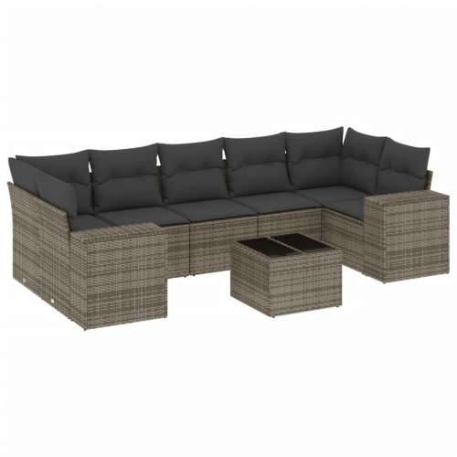 Vrtna garnitura - 8-dijelni set vrtnih sofa od poliratana s jastucima sivi - Siva 1 Cijena