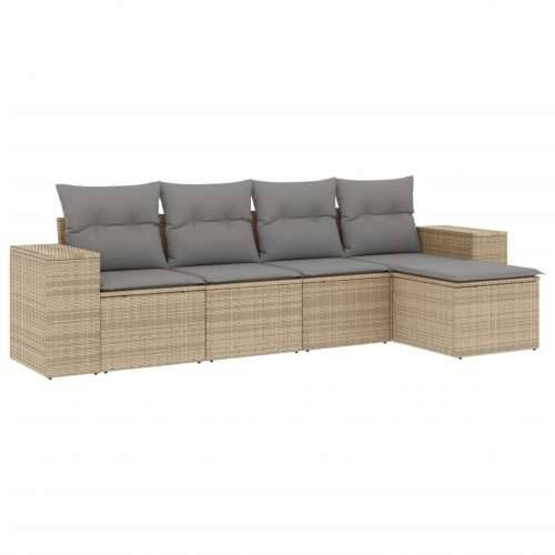 5-dijelni vrtni set sofa s jastucima bež od poliratana - bež i siva 1 Bez stola Cijena