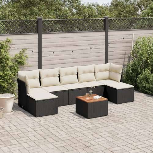 Vrtna garnitura - 8-dijelni set vrtnih sofa od poliratana s jastucima crni - Crna i krem 1 Cijena