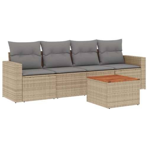 5-dijelni vrtni set sofa s jastucima bež od poliratana - bež i siva 1 Cijena