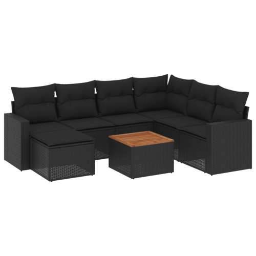 Vrtna garnitura - 8-dijelni set vrtnih sofa od poliratana s jastucima crni - Crna 1 kutna + stol + 3x srednja Cijena