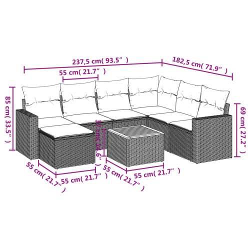 Vrtna garnitura - 8-dijelni set vrtnih sofa od poliratana s jastucima crni - Crna 1 kutna + stol + 3x srednja Cijena