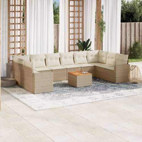 Vrtna garnitura - 11-dijelni set vrtnih sofa od poliratana s jastucima bež - Bež 1 2x corner + table + 6x middle Cijena