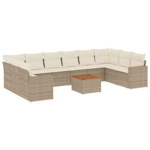 Vrtna garnitura - 11-dijelni set vrtnih sofa od poliratana s jastucima bež - Bež 1 2x corner + table + 6x middle Cijena