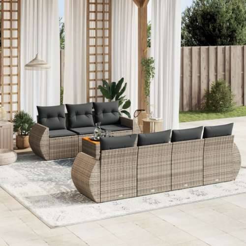 Vrtna garnitura - 8-dijelni set vrtnih sofa od poliratana s jastucima sivi - Siva 1 Cijena