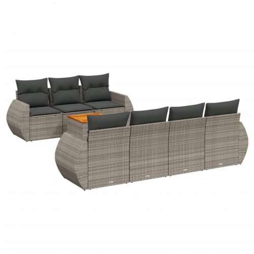 Vrtna garnitura - 8-dijelni set vrtnih sofa od poliratana s jastucima sivi - Siva 1 Cijena