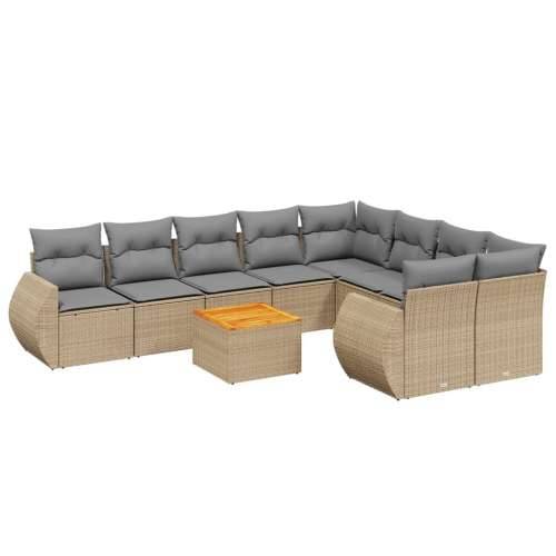 Vrtna garnitura - 10-dijelni set vrtnih sofa s jastucima bež od poliratana - bež i siva 5x srednja + stol + 2x kutna 1 Cijena