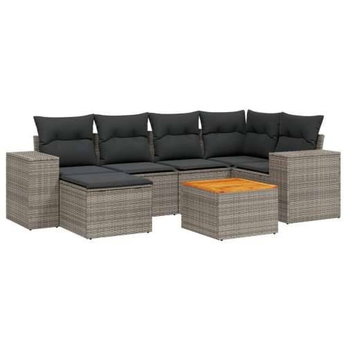 Vrtna garnitura - 7-dijelni set vrtnih sofa sivi od poliratana - Siva 1 Cijena