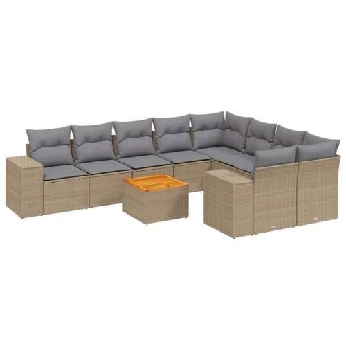 Vrtna garnitura - 10-dijelni set vrtnih sofa s jastucima bež od poliratana - bež i siva stol + 5x srednja + 2x kutna 1 Cijena