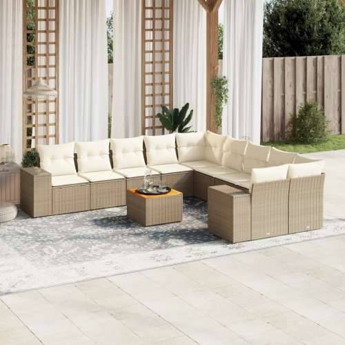 Vrtna garnitura - 11-dijelni set vrtnih sofa od poliratana s jastucima bež - bež i krem table + 2x corner + 6x middler 1 Cijena
