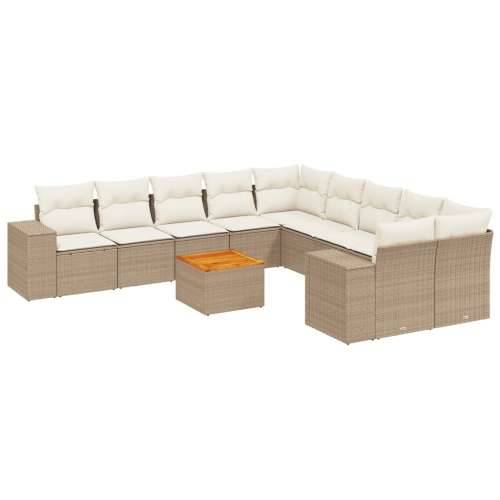 Vrtna garnitura - 11-dijelni set vrtnih sofa od poliratana s jastucima bež - bež i krem table + 2x corner + 6x middler 1 Cijena