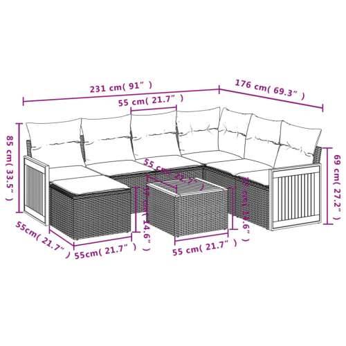 Vrtna garnitura - 8-dijelni set vrtnih sofa od poliratana s jastucima crni - Crna Sa stolom 1 Cijena