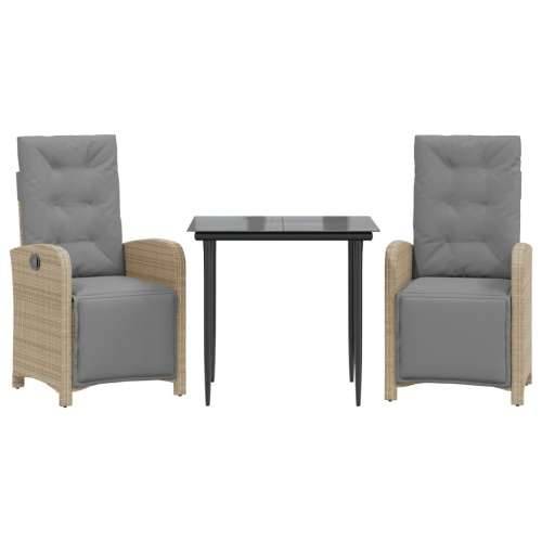 3-dijelni bistro set s jastucima svjetlosivi od poliratana - Dužina stola 80 cm Oštra noga 2 Cijena