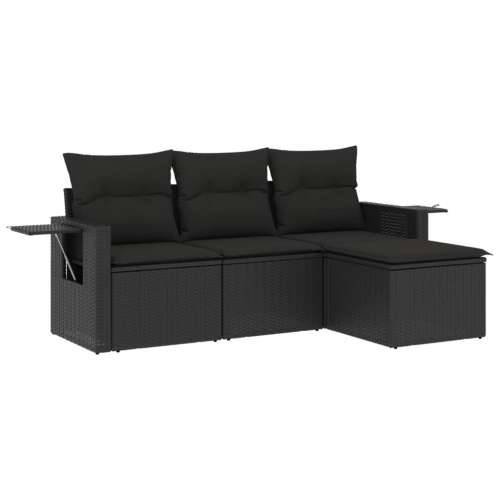 Vrtna garnitura - 4-dijelni set vrtnih sofa od poliratana s jastucima crni - Crna Bez stola 1 Cijena