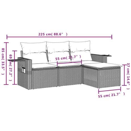 Vrtna garnitura - 4-dijelni set vrtnih sofa od poliratana s jastucima crni - Crna Bez stola 1 Cijena