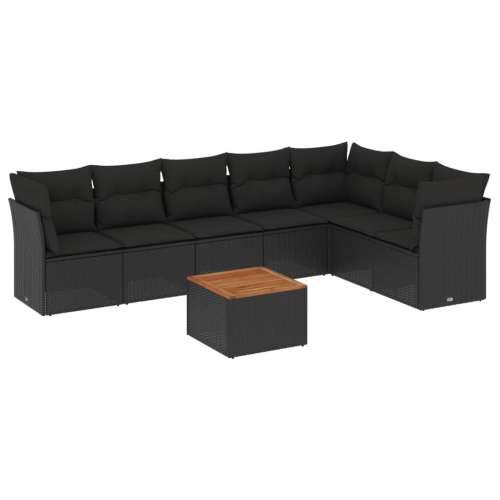 Vrtna garnitura - 8-dijelni set vrtnih sofa od poliratana s jastucima crni - Crna 1 Cijena