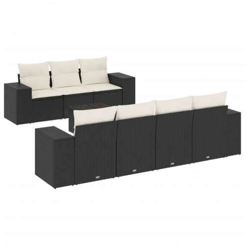 Vrtna garnitura - 8-dijelni set vrtnih sofa od poliratana s jastucima crni - Crna i krem 1 Cijena