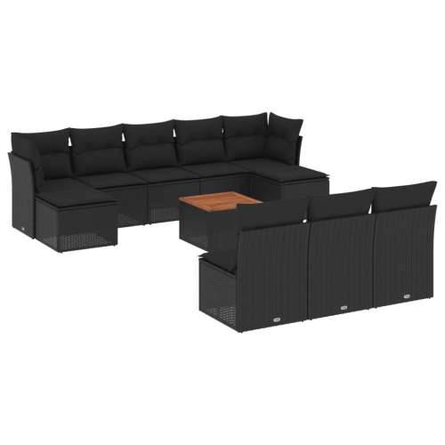 Vrtna garnitura - 11-dijelni set vrtnih sofa od poliratana s jastucima crni - Crna 1 Cijena