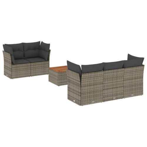 Vrtna garnitura - 6-dijelni set vrtnih sofa od poliratana s jastucima sivi - Siva 1 Cijena