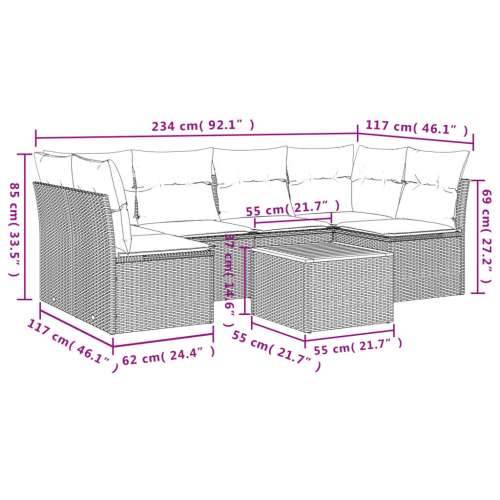 Vrtna garnitura - 7-dijelni set vrtnih sofa od poliratana s jastucima crni - Crna i krem 2x corner + table + 4x middle 1 Cijena