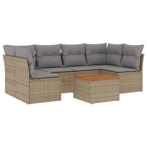 Vrtna garnitura - 7-dijelni set vrtnih sofa od poliratana s jastucima bež - bež i siva 2x corner + table + 4x middle 1 Cijena