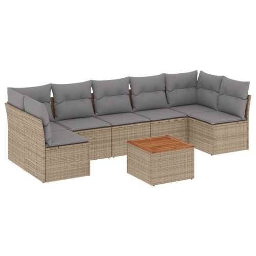 Vrtna garnitura - 8-dijelni set vrtnih sofa od poliratana s jastucima bež - bež i siva 2x corner + table + 5x middle 1 Cijena